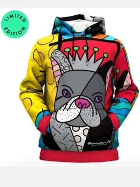 Fresh Hoods X Romero Britto Limited Edition French Bull-King Hoodie Size Small